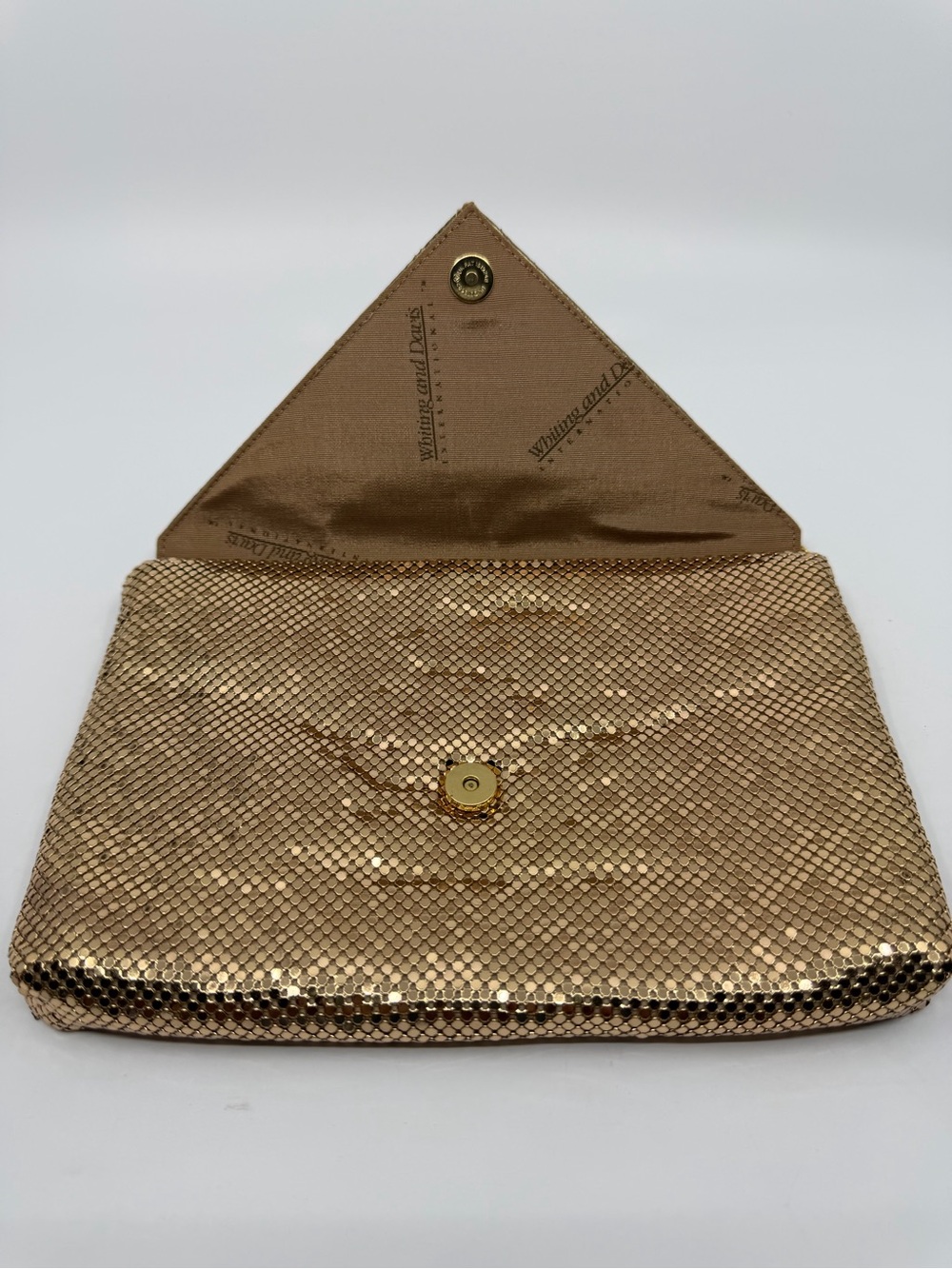 Whiting & Davis Gold Mesh Envelope Shoulder Bag with Chain Strap - Picture 4 of 8